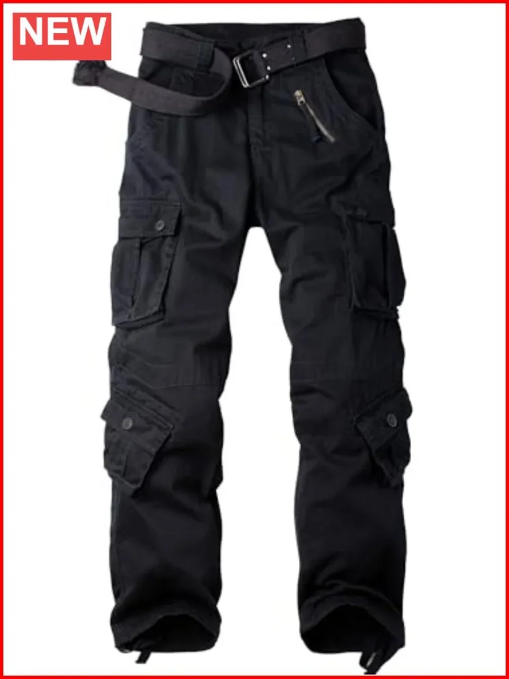 Men's Cotton Tactical Cargo Pants with 8 Pockets Relaxed Fit Straight Leg